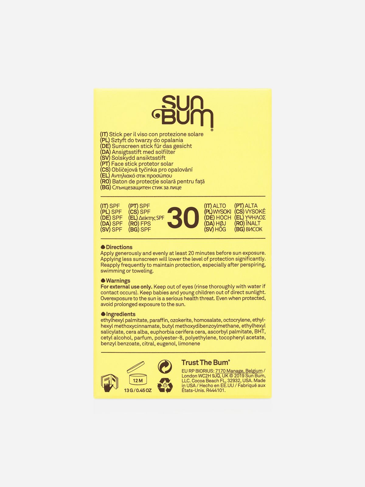 סטיק הגנה לפנים SUN BUM | SPF 30
